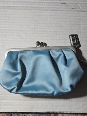 Coach  Blue Satin Wristlet